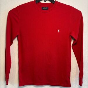 Mens Polo Ralph Lauren Sleepwear Red WaffleKnit Thermal LongSleeve CrewNeck Sz M